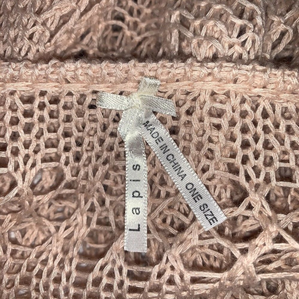 Lapis Womens Open Knit Sweater One Size Pale Pink Casual Popover Fringe Boho - Picture 4 of 4